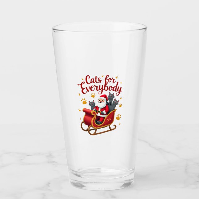Cats For Everybody Cat Christmas Ugly Christmas Lo Glass (Front)