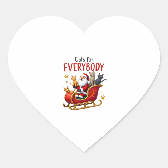 Cats For Everybody Cat Christmas Ugly Christmas Lo Heart Sticker (Front)