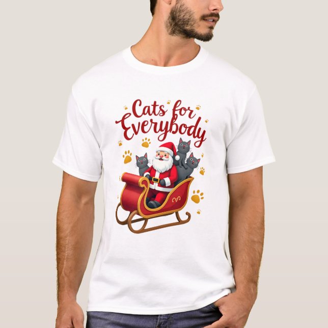 Cats For Everybody Cat Christmas Ugly Christmas Lo T-Shirt (Front)