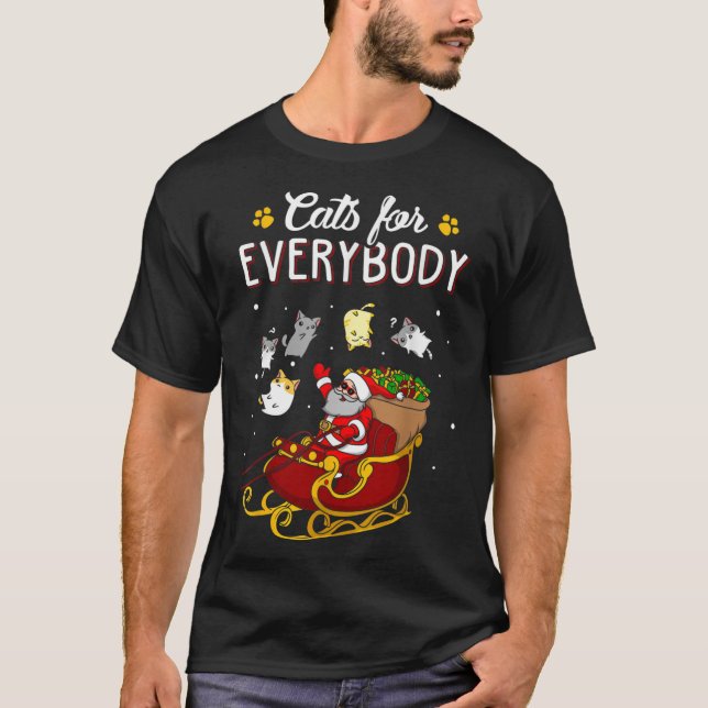 Cats For Everybody Christmas Cat Fun Christmas San T-Shirt (Front)