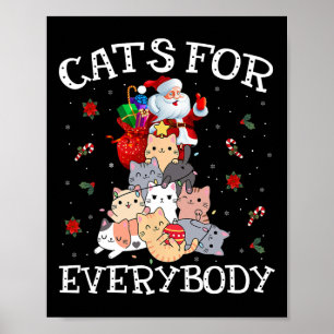 Cats For Everybody Christmas Cat Fun Santa Xmas Pa Poster