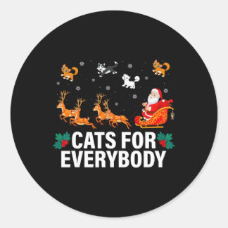 Cats For Everybody Christmas Cat Fun Xmas Women Sa Classic Round Sticker