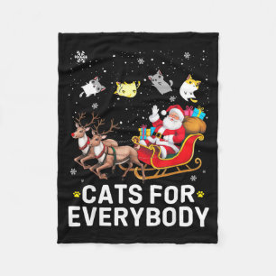 Cats For Everybody Christmas Cat Funny Xmas Cat Lo Fleece Blanket