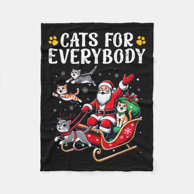 Cats For Everybody Christmas Cat Funny Xmas Men Wo Fleece Blanket (Front)