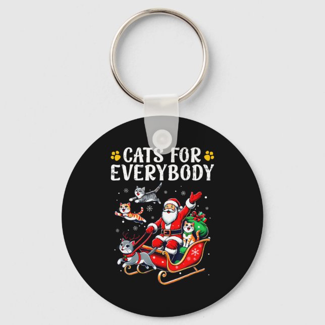 Cats For Everybody Christmas Cat Funny Xmas Men Wo Key Ring (Front)