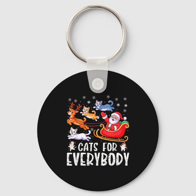 Cats For Everybody Christmas Cat Funny Xmas Men Wo Key Ring (Front)