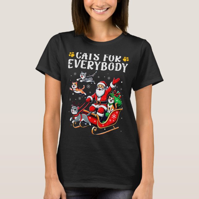 Cats For Everybody Christmas Cat Funny Xmas Men Wo T-Shirt (Front)