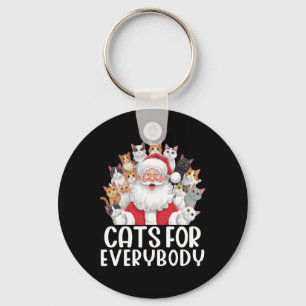 Cats For Everybody Christmas Cat Funny Xmas Santa Key Ring