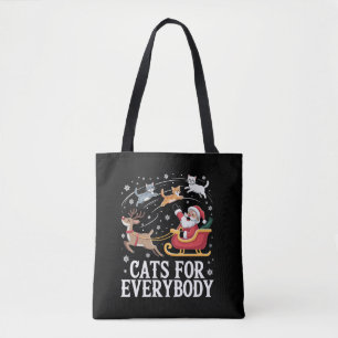 Cats For Everybody Christmas Cat Funny Xmas Santa  Tote Bag