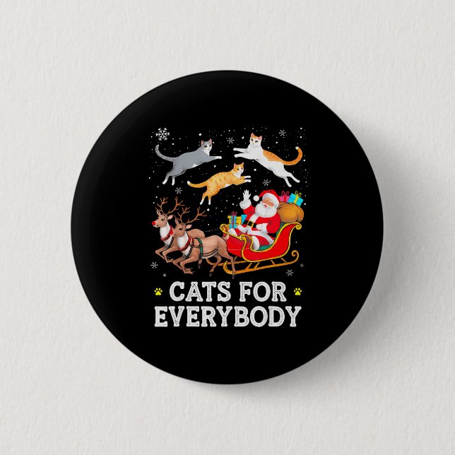 Cats For Everybody Christmas Cat Funny Xmas Women  6 Cm Round Badge (Front)