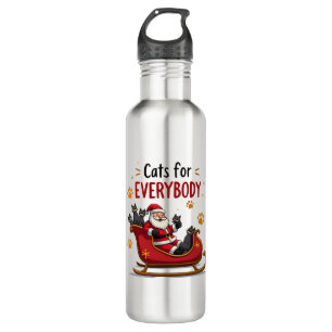 Cats For Everybody Christmas Cat Funny Xmas Women  710 Ml Water Bottle