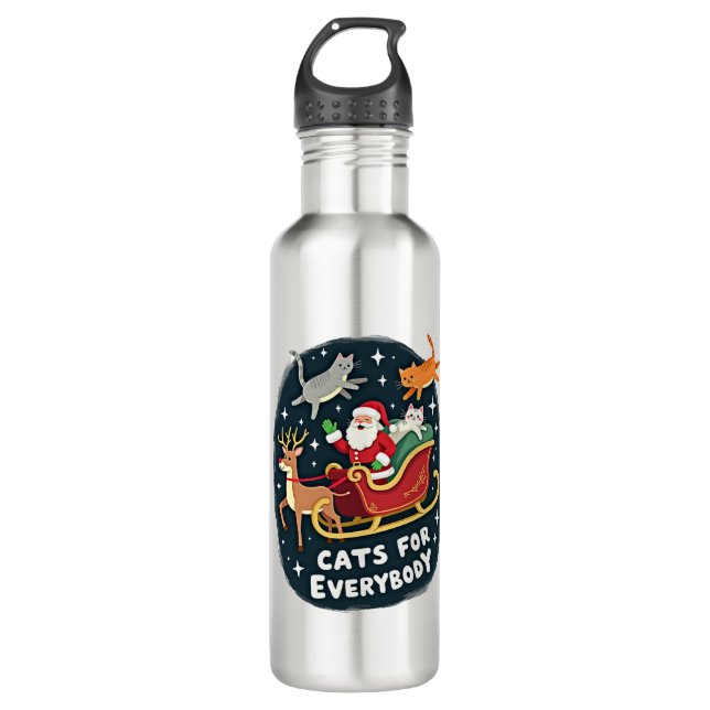 Cats For Everybody Christmas Cat Funny Xmas Women  710 Ml Water Bottle (Front)