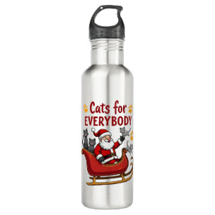 Cats For Everybody Christmas Cat Funny Xmas Women  710 Ml Water Bottle