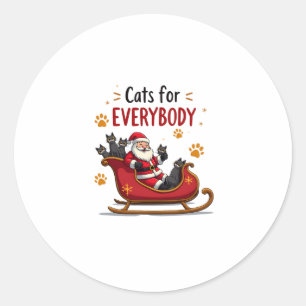 Cats For Everybody Christmas Cat Funny Xmas Women Classic Round Sticker