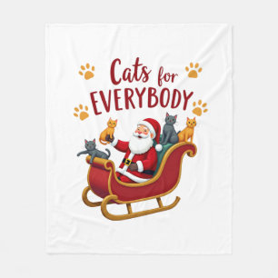 Cats For Everybody Christmas Cat Funny Xmas Women Fleece Blanket