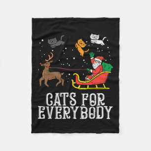 Cats For Everybody Christmas Cat Funny Xmas Women Fleece Blanket