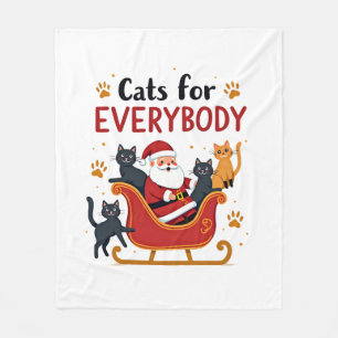 Cats For Everybody Christmas Cat Funny Xmas Women  Fleece Blanket