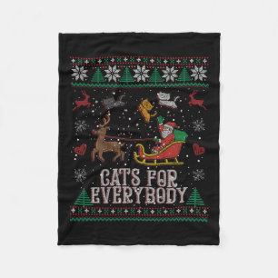 Cats For Everybody Christmas Cat Funny Xmas Women  Fleece Blanket