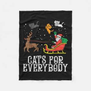 Cats For Everybody Christmas Cat Funny Xmas Women Fleece Blanket