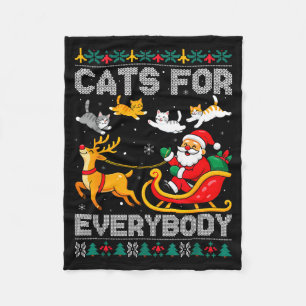 Cats For Everybody Christmas Cat Funny Xmas Women  Fleece Blanket
