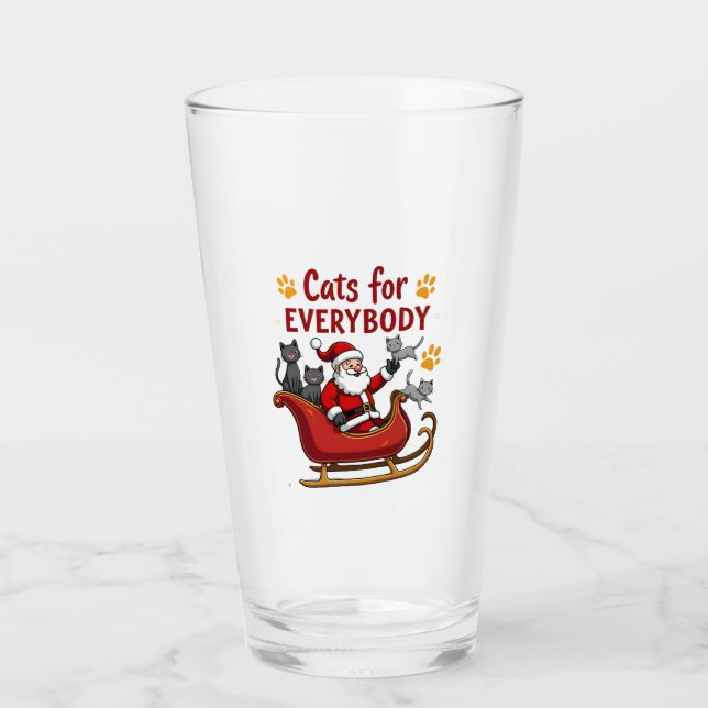 Cats For Everybody Christmas Cat Funny Xmas Women  Glass (Front)