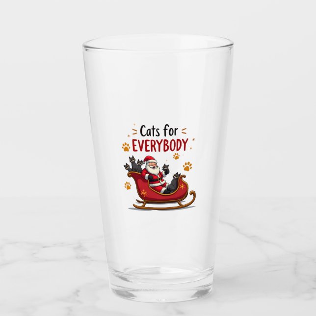 Cats For Everybody Christmas Cat Funny Xmas Women  Glass (Front)