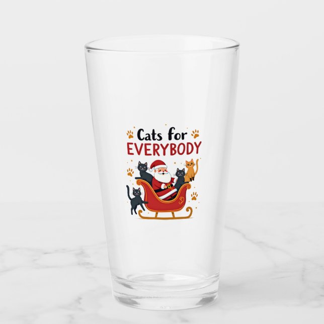 Cats For Everybody Christmas Cat Funny Xmas Women  Glass (Front)