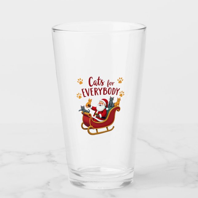 Cats For Everybody Christmas Cat Funny Xmas Women  Glass (Front)