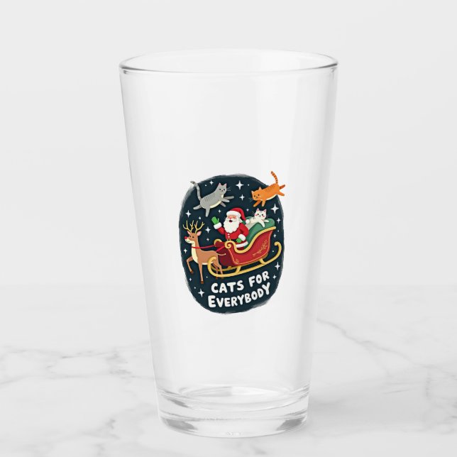 Cats For Everybody Christmas Cat Funny Xmas Women  Glass (Front)