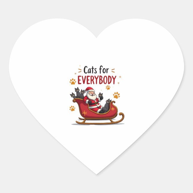 Cats For Everybody Christmas Cat Funny Xmas Women  Heart Sticker (Front)