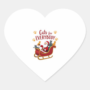 Cats For Everybody Christmas Cat Funny Xmas Women Heart Sticker