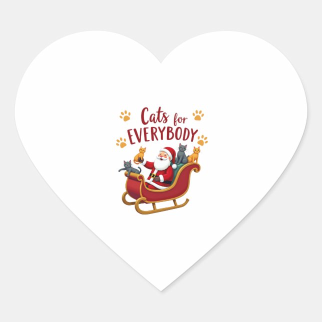 Cats For Everybody Christmas Cat Funny Xmas Women  Heart Sticker (Front)