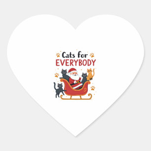 Cats For Everybody Christmas Cat Funny Xmas Women Heart Sticker