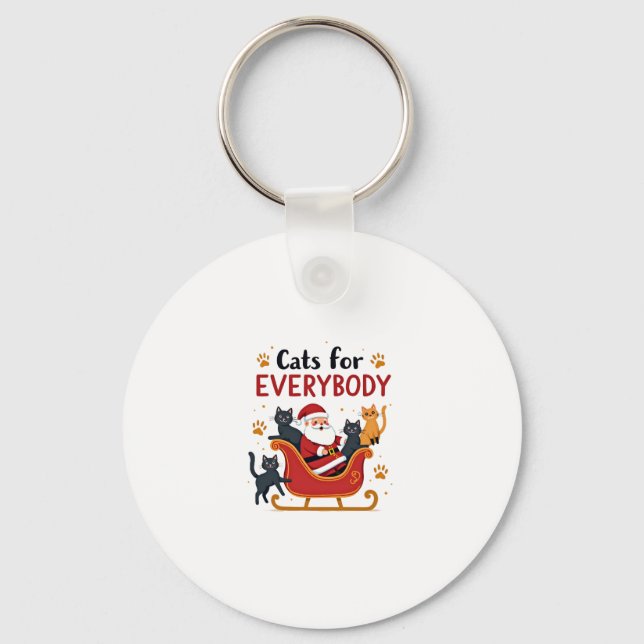 Cats For Everybody Christmas Cat Funny Xmas Women  Key Ring (Front)