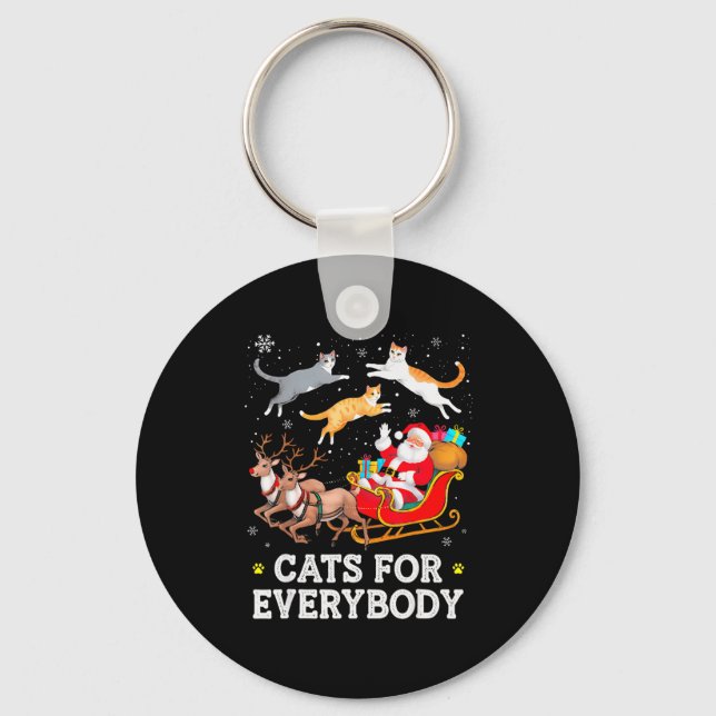 Cats For Everybody Christmas Cat Funny Xmas Women  Key Ring (Front)