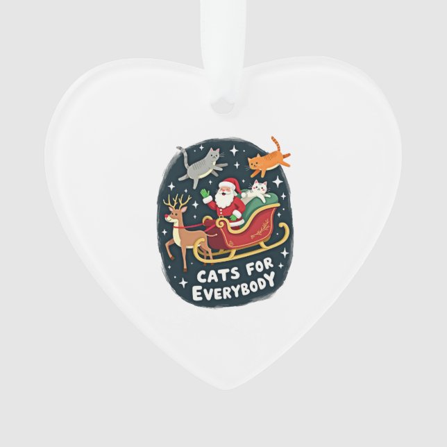 Cats For Everybody Christmas Cat Funny Xmas Women  Ornament (Front)