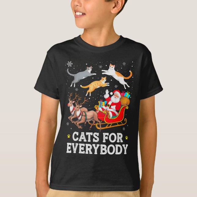 Cats For Everybody Christmas Cat Funny Xmas Women  T-Shirt (Front)