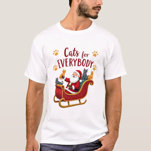 Cats For Everybody Christmas Cat Funny Xmas Women  T-Shirt (Front)