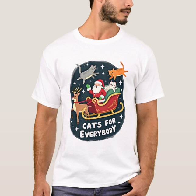 Cats For Everybody Christmas Cat Funny Xmas Women  T-Shirt (Front)