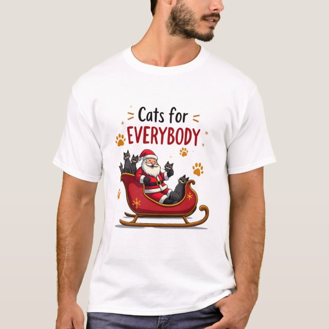 Cats For Everybody Christmas Cat Funny Xmas Women  T-Shirt (Front)