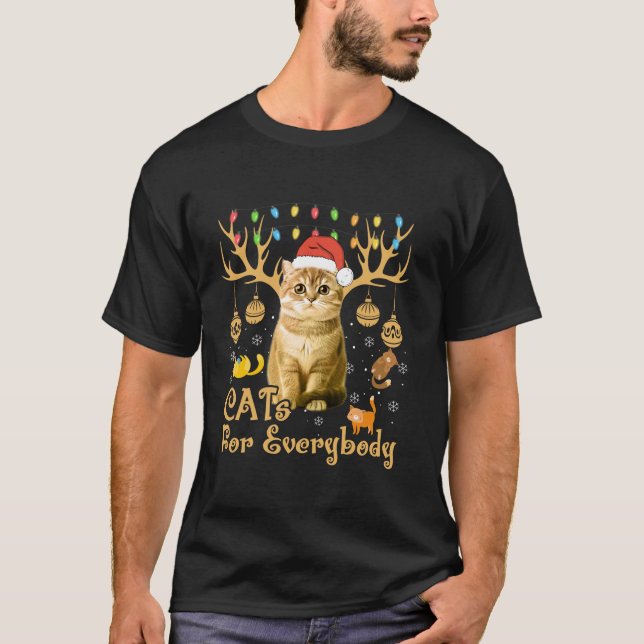 Cats For Everybody Christmas Cat Funny Xmas Women  T-Shirt (Front)