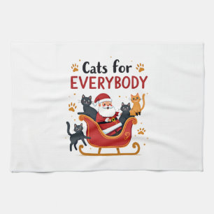 Cats For Everybody Christmas Cat Funny Xmas Women Tea Towel