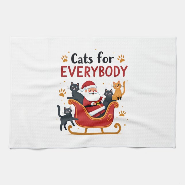 Cats For Everybody Christmas Cat Funny Xmas Women  Tea Towel (Horizontal)