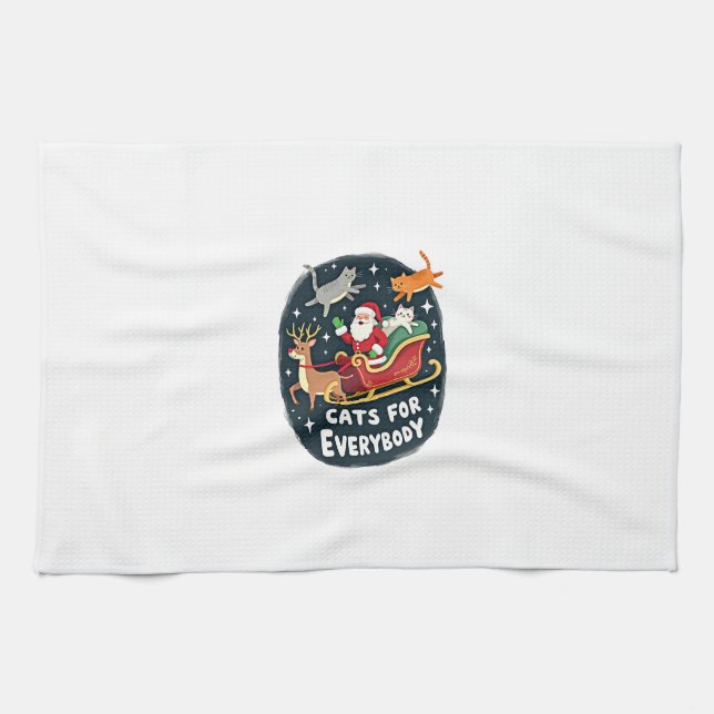 Cats For Everybody Christmas Cat Funny Xmas Women  Tea Towel (Horizontal)