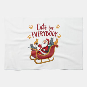 Cats For Everybody Christmas Cat Funny Xmas Women Tea Towel