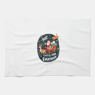 Cats For Everybody Christmas Cat Funny Xmas Women Tea Towel