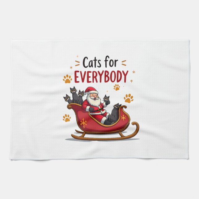 Cats For Everybody Christmas Cat Funny Xmas Women  Tea Towel (Horizontal)