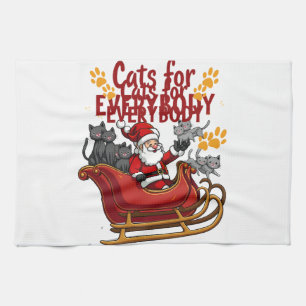 Cats For Everybody Christmas Cat Funny Xmas Women Tea Towel