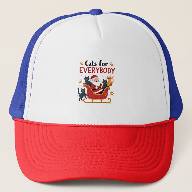 Cats For Everybody Christmas Cat Funny Xmas Women  Trucker Hat (Front)