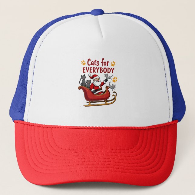 Cats For Everybody Christmas Cat Funny Xmas Women  Trucker Hat (Front)